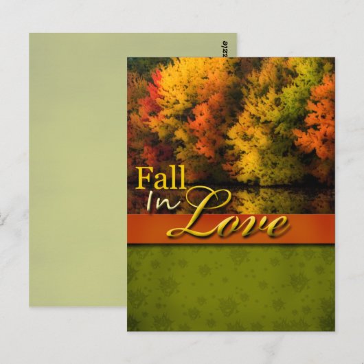 Rustikaler Fall in der Liebe Hochzeit Postkarte (Vorne/Hinten)