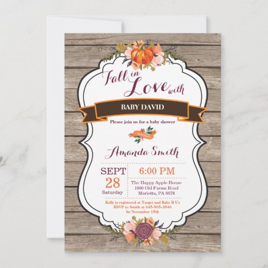 Rustikaler Fall in Einladung (Vorderseite)