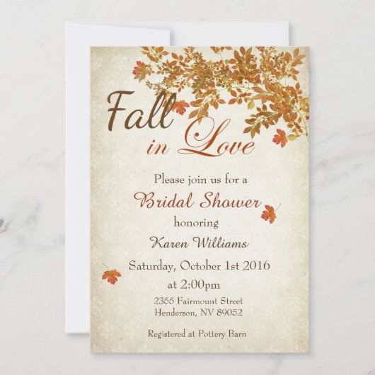 Rustikaler Fall in Liebe Brautdusche Einladung (Vorderseite)