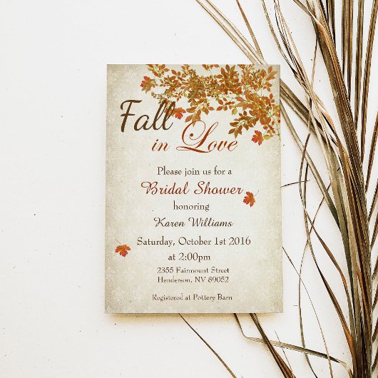 Rustikaler Fall in Liebe Brautdusche Einladung