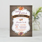 Rustikaler Fall in Liebe Pumpkin Baby Dusche Einla Einladung (Stehend Vorderseite)