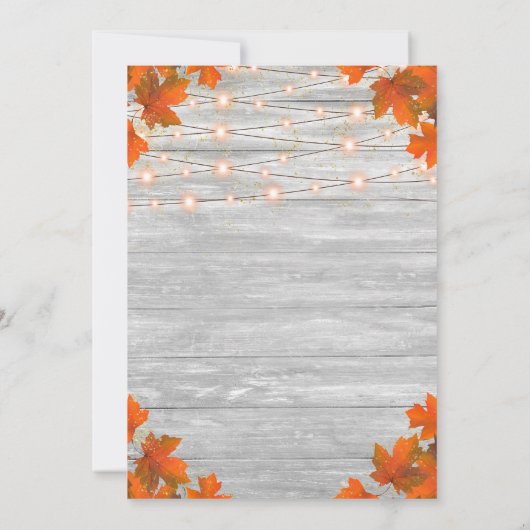 Rustikaler Fall in Liebe String Lights Brautparty Einladung (Rückseite)