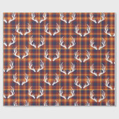 Rustikaler Fall Kariert & Weiße Hirschantler Geschenkpapier (Flach)