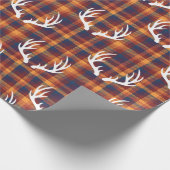 Rustikaler Fall Kariert & Weiße Hirschantler Geschenkpapier (Ecke)