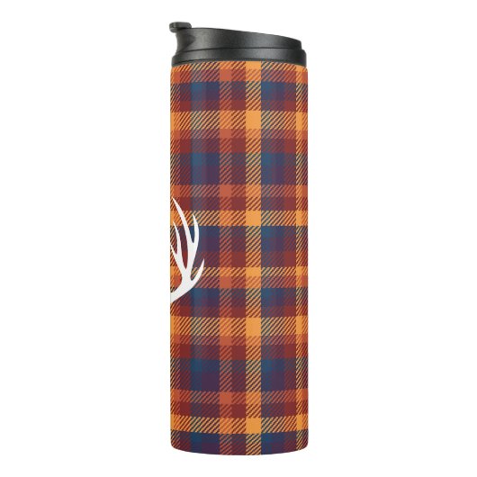 Rustikaler Fall Kariert & Weiße Hirschantler Silho Thermosbecher (Nach rechts gedreht)