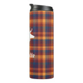 Rustikaler Fall Kariert & Weiße Hirsche Silhouette Thermosbecher (Nach rechts gedreht)