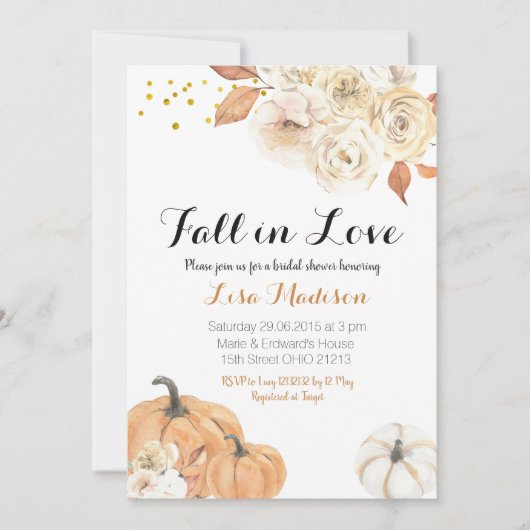 Rustikaler Fall-Kürbis-Fall in Liebe-Brautparty Einladung (Vorderseite)