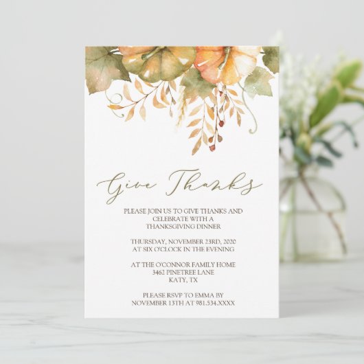 Rustikaler Fall laden Erntedank-Einladung ein Einladung (Stehend Vorderseite)