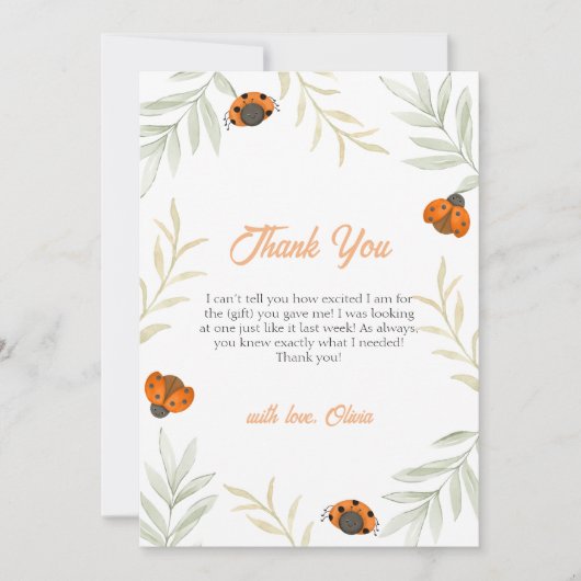 Rustikaler Fall Ladybug Grüne Kinderdusche Dankeskarte (Vorderseite)