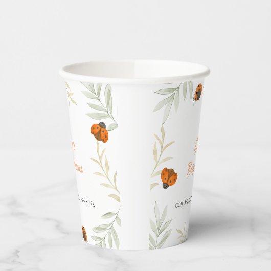 Rustikaler Fall Ladybug Grüne Kinderdusche Pappbecher (Links)