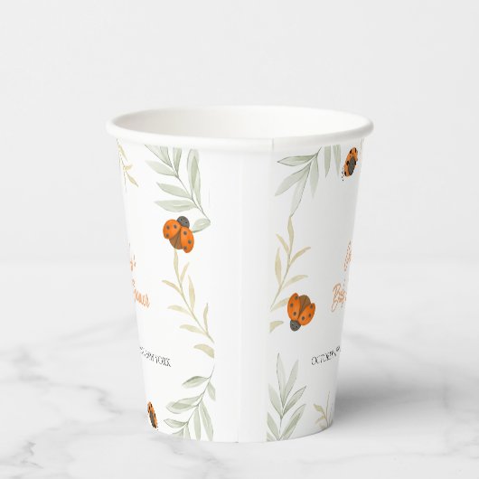 Rustikaler Fall Ladybug Grüne Kinderdusche Pappbecher (Rechts)