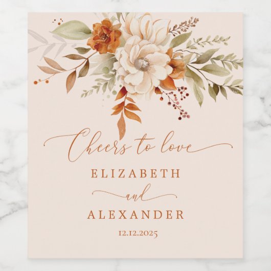 Rustikaler Fall Liebe Hochzeit jubeln Weinetikett (Einzelnes Label)