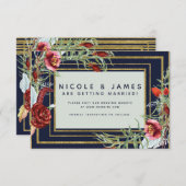 Rustikaler Fall Marsala Floral Navy Blau Save the  Save The Date (Vorne/Hinten)