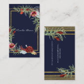 Rustikaler Fall Marsala Floral Navy Blauer Chic El Visitenkarte (Vorne/Hinten)