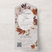 Rustikaler Fall-Neutral-Kranz-QR-Code All In One Einladung (Innen Boden)