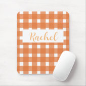 Rustikaler Fall Orange White Gingham Mousepad (Mit Mouse)