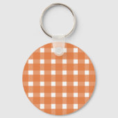 Rustikaler Fall Orange White Gingham Schlüsselanhänger (Rückseite)