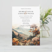 Rustikaler Fall Outdoor Mountain Hochzeit in Urlau Einladung (Stehend Vorderseite)