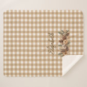 Rustikaler Fall Pine Cones Brown Gingham Personali Sherpadecke (Vorderseite (Horizontal))