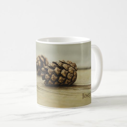 Rustikaler Fall Pinecones Natur Foto und Individue Kaffeetasse (VorderseiteRechts)