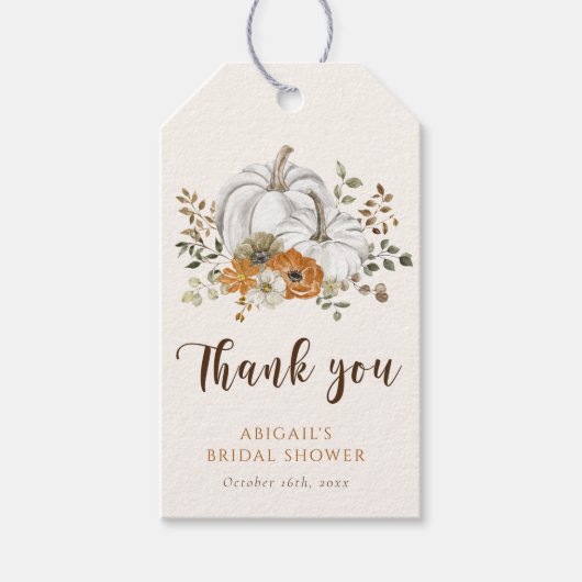 Rustikaler Fall Pumpkin Brautparty Gunst Geschenkanhänger (Vorderseite)