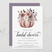 Rustikaler Fall Pumpkin Brautparty Rust Floral Einladung (Vorne/Hinten)