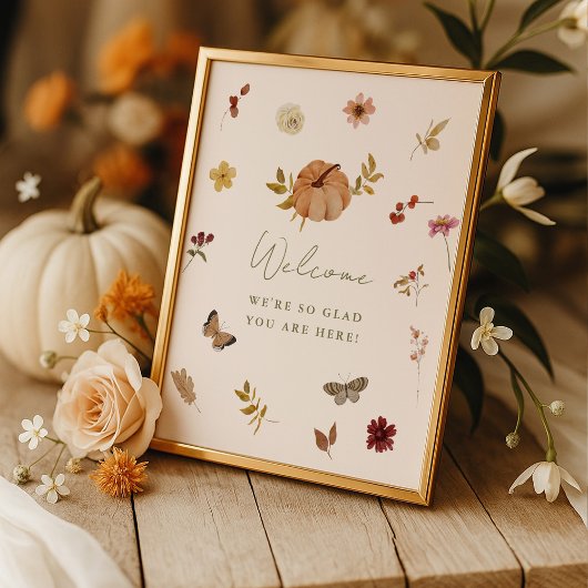 Rustikaler Fall Pumpkin Bridal Begrüßungszeichen Poster