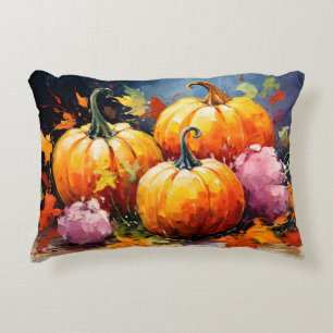 Rustikaler Fall Pumpkin farbige Herbst Blätter Dekokissen