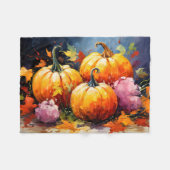 Rustikaler Fall Pumpkin farbige Herbst Blätter Fleecedecke (Vorderseite (Horizontal))
