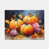 Rustikaler Fall Pumpkin farbige Herbst Blätter Fußmatte (Vorderseite)
