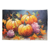 Rustikaler Fall Pumpkin farbige Herbst Blätter Kissenbezug (Rückseite)
