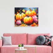 Rustikaler Fall Pumpkin farbige Herbst Blätter Leinwanddruck (Insitu (Wohnzimmer))