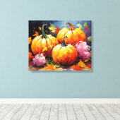 Rustikaler Fall Pumpkin farbige Herbst Blätter Leinwanddruck (Insitu (Holzboden))