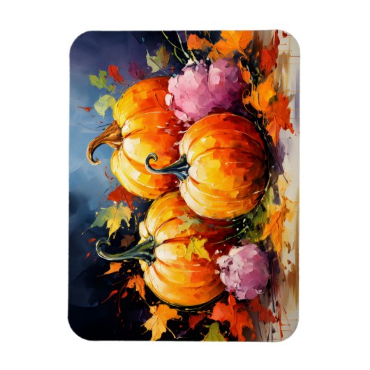 Rustikaler Fall Pumpkin farbige Herbst Blätter Magnet (Vertikal)