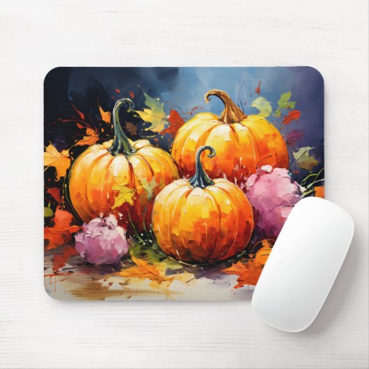 Rustikaler Fall Pumpkin farbige Herbst Blätter Mousepad (Mit Mouse)