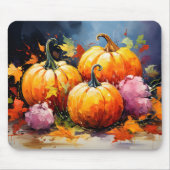 Rustikaler Fall Pumpkin farbige Herbst Blätter Mousepad (Vorne)