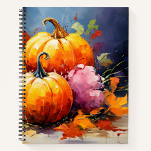 Rustikaler Fall Pumpkin farbige Herbst Blätter Notizblock