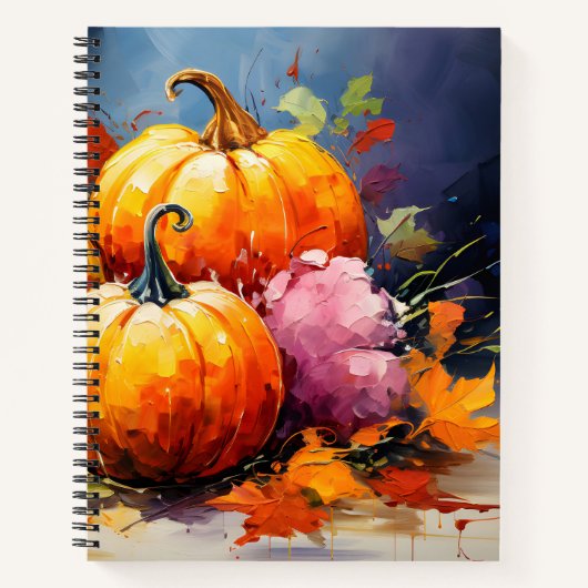 Rustikaler Fall Pumpkin farbige Herbst Blätter Notizblock (Vorderseite)