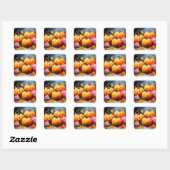 Rustikaler Fall Pumpkin farbige Herbst Blätter Quadratischer Aufkleber (Blatt)