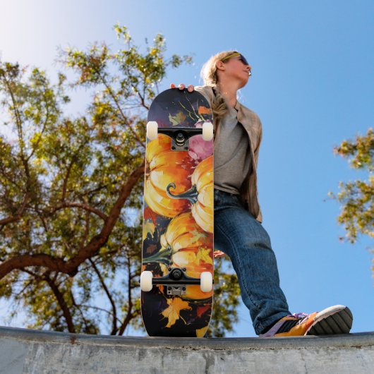 Rustikaler Fall Pumpkin farbige Herbst Blätter Skateboard (Außenbereich 1)