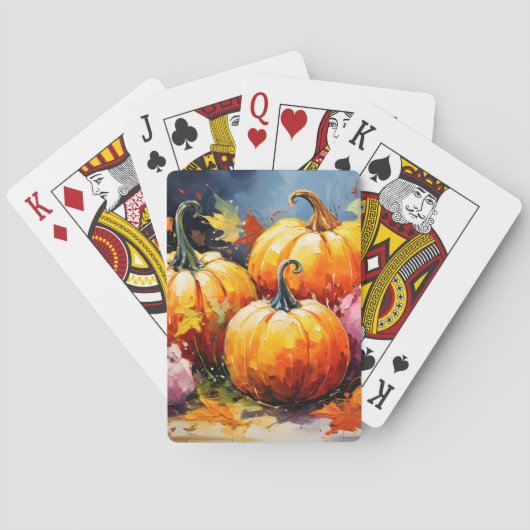 Rustikaler Fall Pumpkin farbige Herbst Blätter Spielkarten (Rückseite)