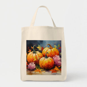 Rustikaler Fall Pumpkin farbige Herbst Blätter Tragetasche