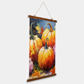 Rustikaler Fall Pumpkin farbige Herbst Blätter Wandteppich Mit Holzrahmen (Gewinkelt)