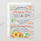 Rustikaler Fall Pumpkin Floral Erntedank Dinner I Einladung (Vorne/Hinten)