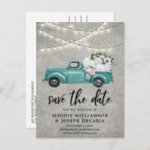 Rustikaler Fall Pumpkin Floral Lights Save the Dat Ankündigungspostkarte (Vorne/Hinten)