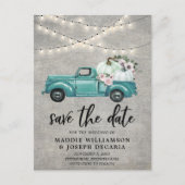 Rustikaler Fall Pumpkin Floral Lights Save the Dat Ankündigungspostkarte (Vorderseite)