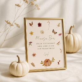 Rustikaler Fall Pumpkin Floral Mimosa Bar Sign Poster