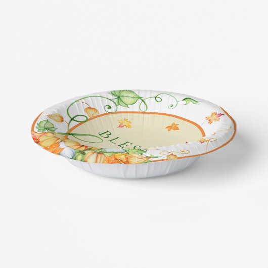 Rustikaler Fall Pumpkin Floral Selig Erntedank Pappteller (Gewinkelt)