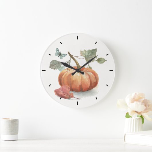 Rustikaler Fall Pumpkin Große Wanduhr (Zuhause)