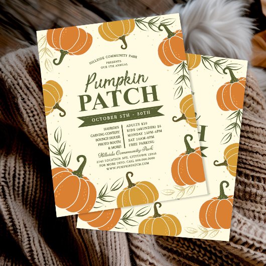 Rustikaler Fall Pumpkin Patch Leaf Season Event Fl Flyer